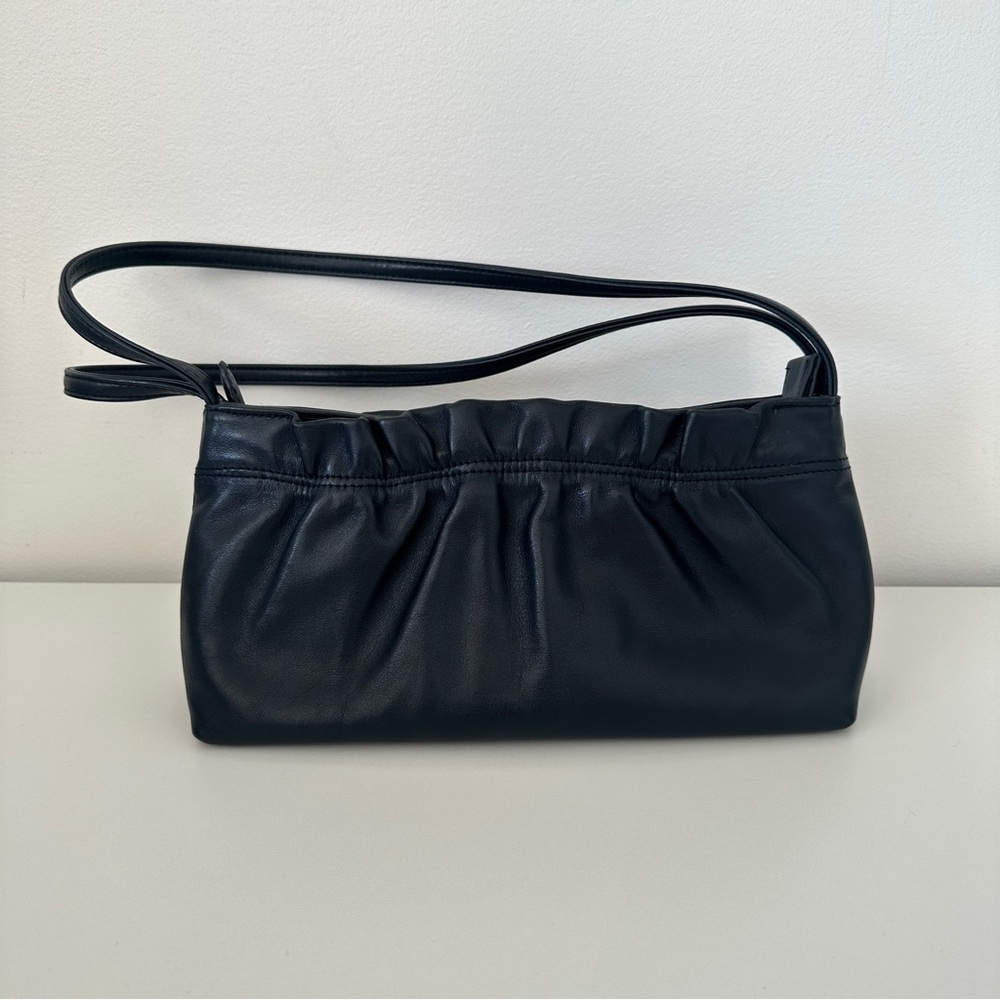 Giani Bernini Ruched Leather Baguette Shoulder Bag